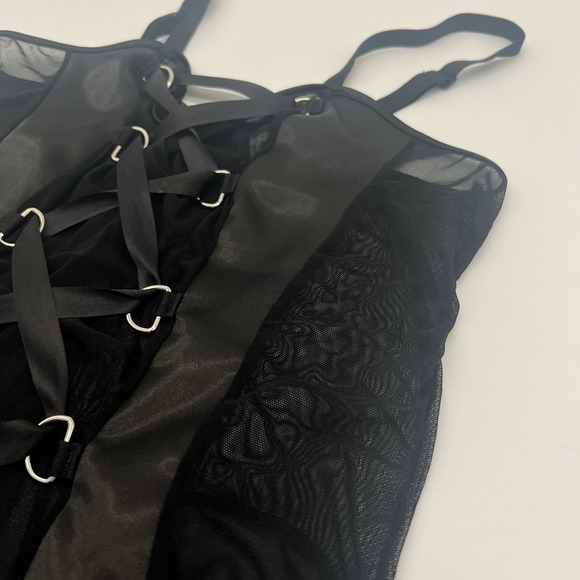 Dulce Caliente Black Lace-Up Corset Peplum Top – M – Gothic Fairycore - Picture 5 of 13